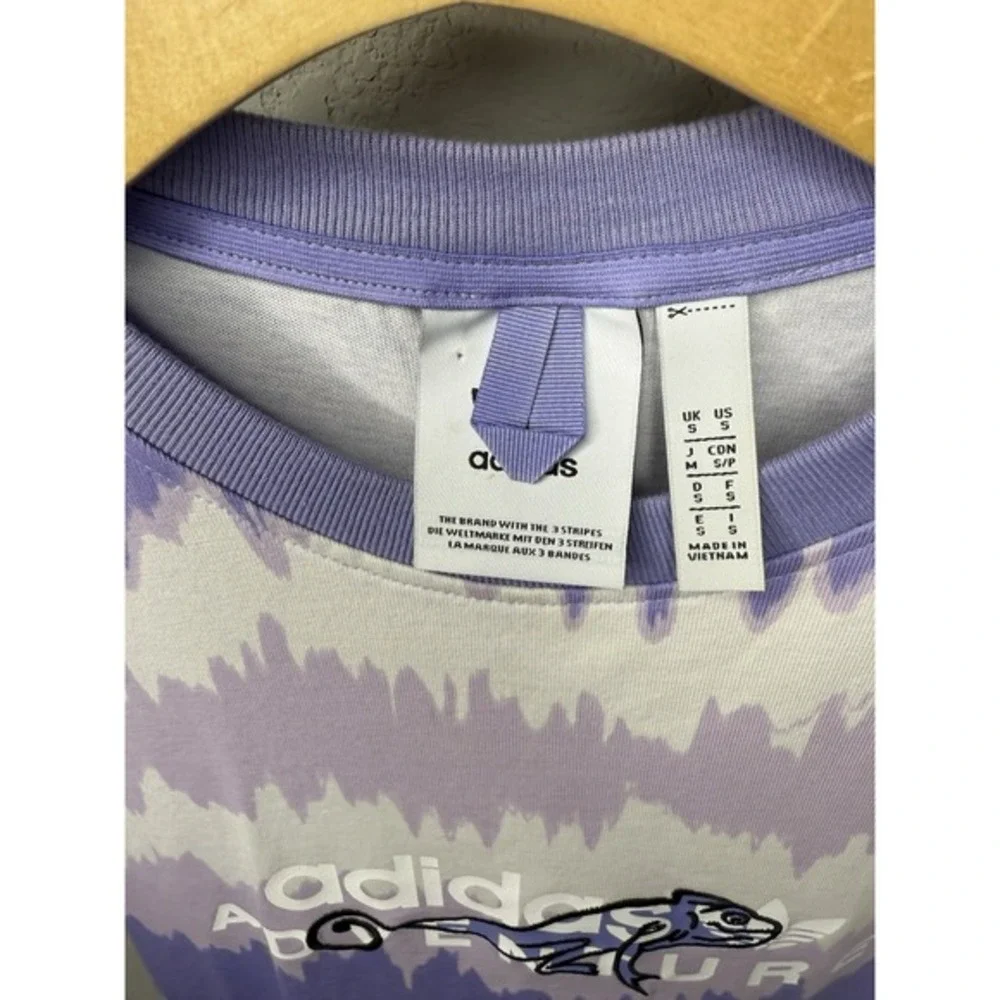 Adidas Mens S Purple White Adventure Archive AOP Printed Short Sleeve T Shirt‎ S